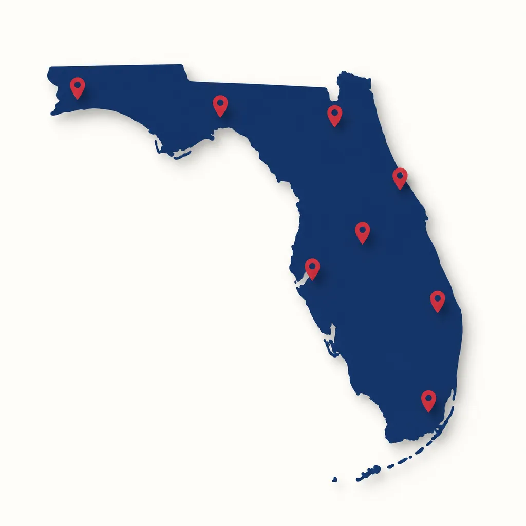 Map of Florida showing the cities we serve