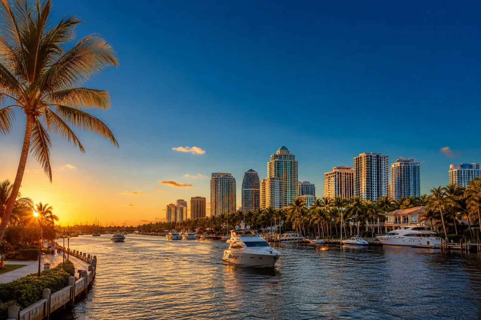 The Fort Lauderdale skyline and Las Olas waterway