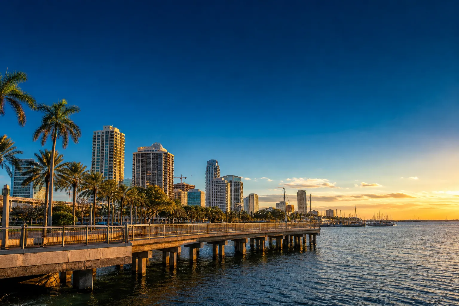 The St. Petersburg downtown waterfront over Tampa Bay